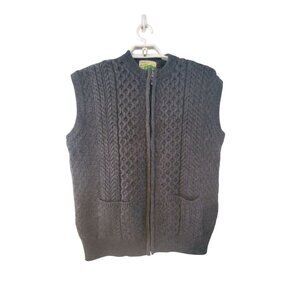 Shades of Aran nwt Sweater vest mens XL merino wool cable knit Ireland gray